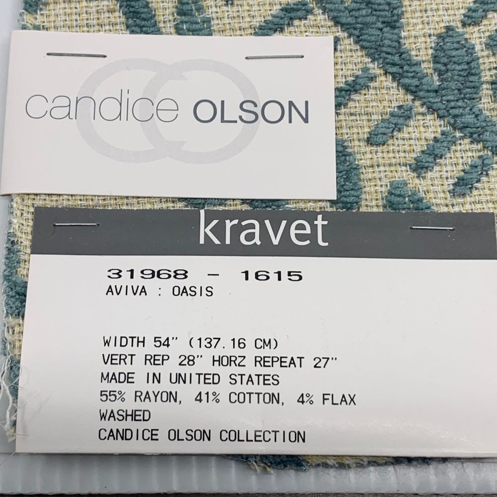 Kravet Candice Olson Oasis Blue/Cream Paisley‎ Rayon/Cotton Blend Fabric Sample - Picture 2 of 5